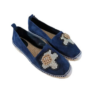 Anya Hindmarch Navy Espadrilles Size 37 Leather Suede